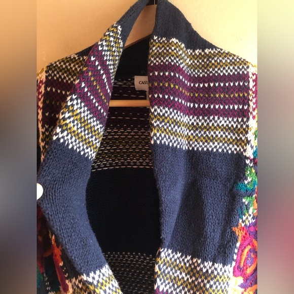 Casual Corner Embroidered Cardigan Floral Women’s Sweater Long Sleeve Size M - Picture 12 of 15